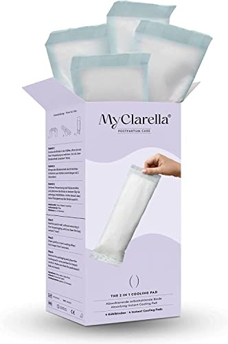 MyClarella Wochenbett-Kühlbinden (4er-Pack) – 2-in-1 kühlende Wochenbett-Binden, Instant-Kühlung & Auslaufschutz nach der Geburt – ist hautfreundlich & auslaufsicher