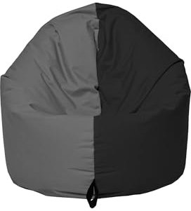 Momiralland Sitzsack 2 in 1 Funktion für bequemes Sitzen & Liegen – Indoor & Outdoor da er Wasserfest ist – Bdenkissen – für Kinder & Erwachsene (Schwarz - Anthrazit, 145 cm - Durchmesser)