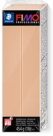 STAEDTLER ofenhärtende Modelliermasse FIMO professional, sand, Großblock 454g, feste Konsistenz für filigrane Arbeiten, speziell für Profis und Künstler, 8041-45