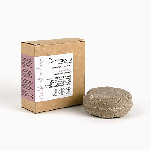 Dermorevita Gel de Ducha, Polvo de Sándalo, Arcilla Ghassoul, Manteca de Karité, Aceite de Oliva, Aceite de Girasol y Cártamo y Extractos de Canela, Té Verde y Vid Roja