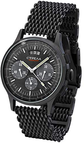 Strela KOSMODROM Reloj de pulsera mecánico cronógrafo con movimiento Poljot 31681 cuerda manual reloj 24 horas función cristal de zafiro diferentes modelos