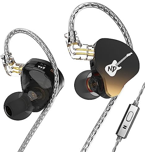 CCA ND DD3 4 Tone Adjustable in Ear Monitor Headphones, Dual Cavity Dual Magnetic Dynamic IEM Earphones, Clear Sound & Deep Bass Earphones Wired, Gaming Earbuds-Black With Mic
