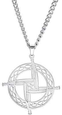 VASSAGO Saint Bridget Kreuz Halskette Irisches Keltisches Kreuz Anhänger Halskette Christlicher Schutz Anhänger Religiöses Amulett Schmuck Geschenk für Frauen Männer, Edelstahl