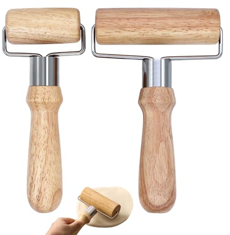 AIMEKE 2 Stücke Nudelholz Holz Teigroller Kleine und Mittlere Teigrolle Buchenholz Teigausroller T-förmige Rollstab für Kuchen Pizza Backen Fondant Cookie