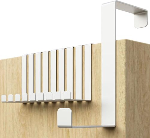 Menz Stahlwaren Over Door Hanger – Set of 10 - White Coat Hooks for Width 1.4 and 1.6 - Over Door Hook for Hanging Clothes, Coat Hooks
