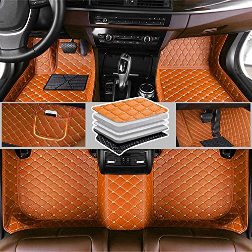 Romanbin Nach Maß Auto Fußmatten Antirutschmatten Kompatibel mit Smart forFour forTwo,PU-Leder Allwetter Auto Fussmatten (Orange)