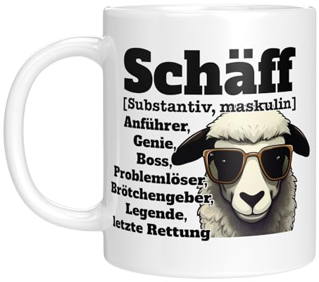TassenTicker - Schäff - Tasse mit Spruch - Chef Boss - Führungskraft - Beförderung - Geschenk für Vorgesetzte - Beförderung - Abschied - Mann - Freund - Keramik - 330 ml. (Weiss)