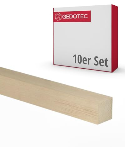 Gedotec Holzleisten Buche - 10 Stück 30x30x950 mm - Bastelholz rechteckig | Flachleiste glatt BASIC aus Massivholz - unbehandelt & astfrei - für Modellbau, DIY & Möbelbau - Made in Austria