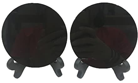 CNTUSRXT Natürlicher schwarzer Obsidian-Kristallstein, Kreisscheibe, runde Platte, Feng Shui-Spiegel mit Ständer, Wahrsagen, Reiki-Kristalle, Heilsteine Reiki Crystals (Color : Nero, Size : 6cm)
