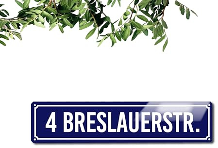 Steelmonks Personalisiertes Emaille Straßenschild mit Hausnummer – Wunschtext & Größen 40-100cm, Blau, Rot, Weiß, Schwarz – Ideal als Hausschild (40x15cm)