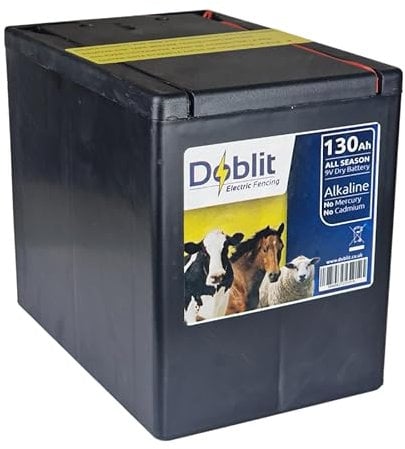 Doblit Dry Battery 9V 130Ah | Replacement Energiser Battery for Electric Fencing | Long Life Alkaline, 0% Mercury, 0% Cadmium (9V 130Ah)
