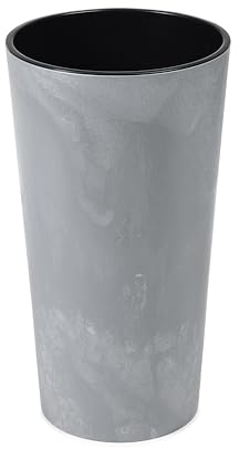 Large Concrete Effect Tall Planter - Indoor/Outdoor (Grey, 40cm x 75cm)