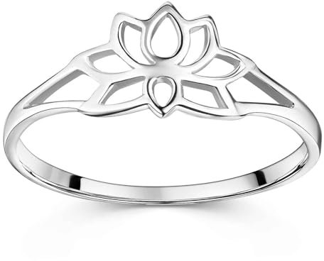 MATERIA Lotus Silber Ring Damen - Lotusblüte 925 Sterlingsilber SR-57-57