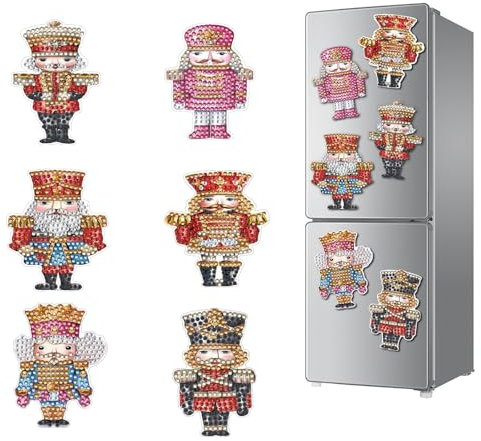 CXINLky DIY Diamond Art Painting Nutcracker Soldiers Fridge Magnets, PVC Diamond Painting Fridge Magnets Kits Home Decoration for Whiteboard, Notice Board, Fridge, Magnetic Board-09
