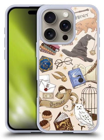 Head Case Designs Offizielle Harry Potter Hogwarts Muster Deathly Hallows XXXVII Soft Gel Handyhülle Hülle kompatibel mit Apple iPhone 16 Pro