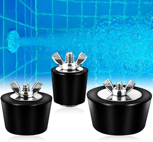 GAOUTO 3 Stück Pool Winterstopfen, 25-51mm Einlaufdüse Gummistopfen mit Edelstahl-Flügelmutter Gegen Verschlussstopfen Pool, Pool Gummistopfen für Schwimmbad, Spa, Rohrleitungen, Winterarmaturen
