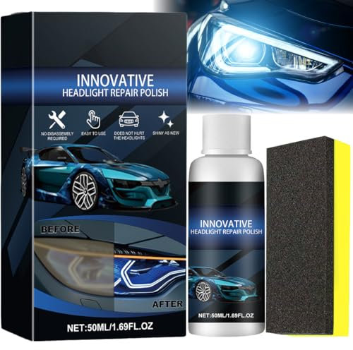 Scheinwerfer Politur Reparatur Flüssigkeit - Reparaturflüssigkeit Verwendet, Auto Scheinwerfer Polieren Flüssigkeit für Vergilbung, Oxidation, Trübung und Kratzer in Scheinwerfern (2025 Neu)