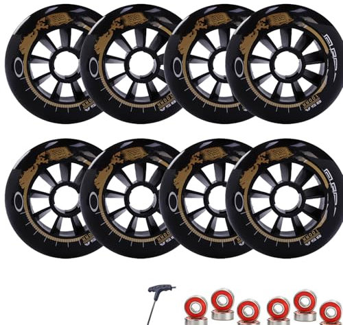 ANWEALTH 6er Pack 8er Pack Pro Inline Skate Ersatzrollen 110 mm 100 mm 90 mm 85A Inline Speed Skate Rollen mit Lagern erhöhte Geschwindigkeit und Griffigkeit (90 mm 8)