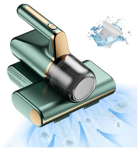 BesBet Aspiradora para Colchones Y Sillones, Elimina El 99,9% De AléRgenos Y áCaros del Polvo Aspiradora Acaros VibracióN De Alta Frecuencia, IluminacióN Ultravioleta Aspirador De áCaros,Green