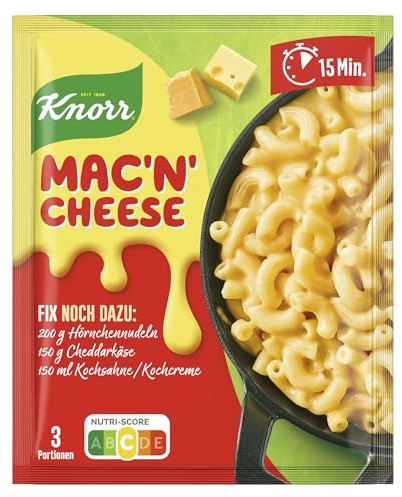 Knorr Fix Mac'n' Cheese (Makkaroni in Käsesauce) 3 Portionen | für eine cremig-leckere Pasta ohne geschmacksverstärkende Zusatzstoffe