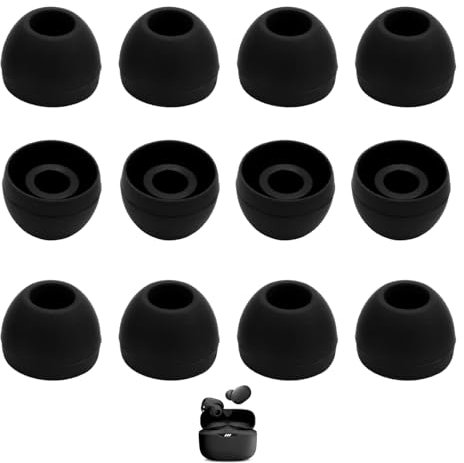 12 Stück Ersatz Ohrstöpsel,Silikon Ear Buds Set, Ohrhörer Ersatzstöpsel aus Silikon, Ersatzpolster Ohrpolster Kopfhörer Aufsätze, Kompatibel mit den meisten in-Ear Kopfhörer (B:Schwarz)