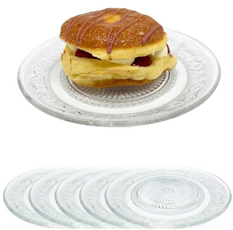 Generisch Teller Glas Glasteller Dessertteller Kuchenteller Gebäckteller Servierteller Ø 20 cm 6 Stück Set