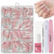 DMQ French Ombre Press on Nails Set, 240Pcs Glitter Gradient Pink False Nails Kit, Coffin Cat Eye Fake Nails Pink Tips, 12 Sizes Holographic Stick on Nail with Glue for Women Girls Nails Art
