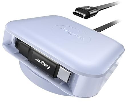 Fasgear 60w USB C Kabel Einziehbar 1.4m,Ausziehbar Einseitig,PD/PPS Ladekabel Schnellladekabel,360°Drehung auf Tisch,Kompakt Design USB C 2.0 Ladekabel für i-Phone16/17 Pro Max/i-Pad/Mac-Book/Sam-sung