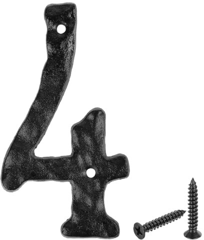 sourcing map House Address Number, 5.5 Inch Cast Iron Vintage Wall Number 4 Outside Numbers for Home Street Office Mailbox Sign, Black