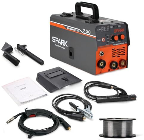 MIG350 Saldatrice A Filo Continuo Senza Gas 120A 230v Sinergia Elettrodo Saldatrice 3 In 1 MIG/ARC/Lift TIG IGBT Inverter Saldatore con Filo 1,0 MM, Pistola Di Saldatura MIG
