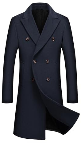 Allthemen Cappotto Uomo Lungo Invernale Parka Calda Trench Coat di Lana Business Doppiopetto Casual
