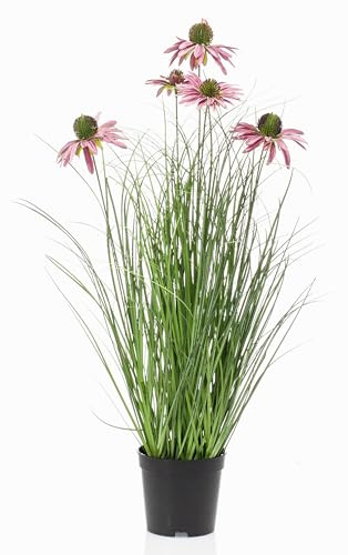 artplants.de Künstliches Gras Sonnenhut Shalla mit Blüten, lila, 60cm