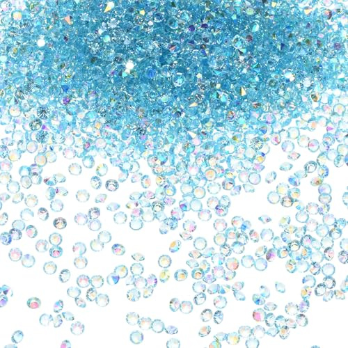 M METERXITY 3600-Pack Acrylic Diamonds, 0.12 Inch/3mm Wedding Table Scatter Confetti Crystals for Vase Fillers/Art Craft, Acrylic Diamonds Gems [Light Blue AB]