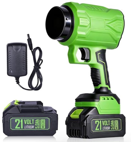 Soffiatore turbo a batteria con 2 batterie da 4000 mAh, motore brushless da 210 km/h, 545 W compatto e leggero (2,2 kg), soffiatore portatile per rimuovere foglie, 2 ugelli e caricabatterie