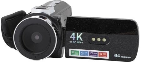 Tosuny 4K Videokamera Camcorder, 64 MP HD WiFi Digitaler Videorecorder mit 3 Zoll Rotationsbildschirm, Makrofotografie, Integrierte Filter, LED Fülllicht, OTG, 4800 MAh Akku