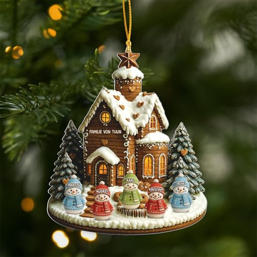Geschenke Mall Personalisiertes Ornamente - Die Familie [3D-Druck-Effekt] - Weihnachtskugel mit Namen, Geschenke für Familie, Weihnachtsdekorationen mit Familiennamen (5 Mitglieder)