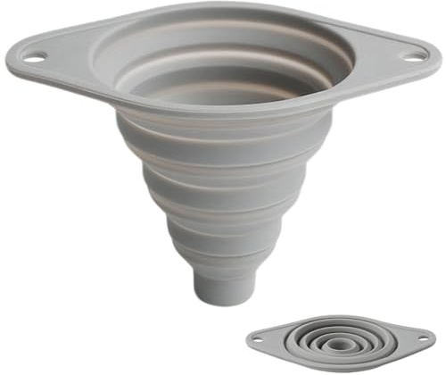 1 PC Collapsible Silicone Funnel for Bottles and Containers Foldable Space Saving Kitchen Funnel for Liquids Powders and Car Fluids FeiatPogra Grey