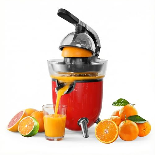 Woox 100W Elektrische Zitruspresse mit Profi-Hebelarm, Leise Orangenpresse mit 2 Kegeln für Limetten, Zitronen & Graunfruit, Tropfstopp-Ausgießer, BPA-frei, Leicht zu Reinigen