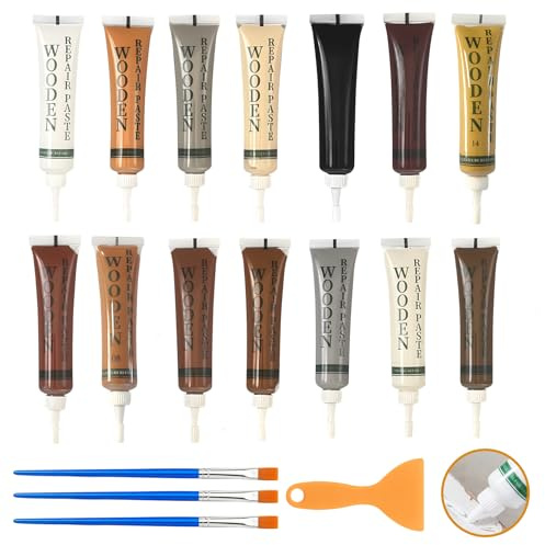 Laminat Reparaturset, 14 Farben mit Pinseln und Spachtel, Parkett Reparaturset und Holz Reparaturset für Laminat und Vinyl,Einfache Anwendung für Möbelreparatur
