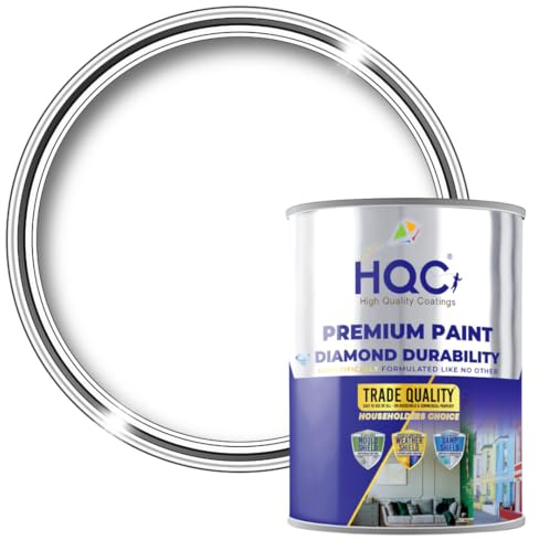 HQC Weather Shield Brilliant White Smooth Masonry Paint | 1L in 30+ Colours|Storm Proof, Scrub Resistance & Waterproof|Weatherproof Technology Designed with Acrylic Resin for Ultimate Protection