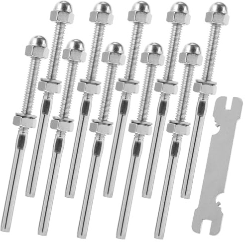 Vaguelly Tendeur Fileté en Acier Inoxydable 1/8 pour Garde-corps en Fil de Fer, Kit 10 Pièces Compatible Câble Inox 3 Mm, Accessoires pour Rampe de Terrasse Intérieur et Extérieur