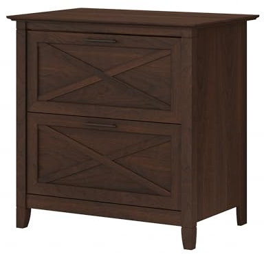 Bush Furniture Key West Seitlicher Aktenschrank | Aktenschrank mit 2 Schubladen für Home Office in Bing Cherry | Aktenschrank mit Schubladen