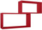 MODULARREDO | BIS RETTANGOLO BISLUNGO Set di 2 Mensole da Muro, Pensile Bagno, Mensola da Parete, Scaffale da Parete, Rosso, 70x35 p20 cm e 60x30 p20 cm - Made in Italy