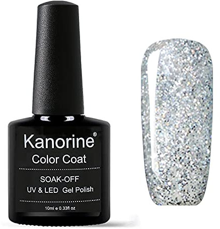 KANORINE Gel Polish Soak-Off UV/LED Gel Nail Polish sliver glitter Color Coat Gel Nail Varnish Nail Art TYPE 10ml