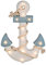 CBK-MS. Maritime Shabby Dekoration Holz Anker blau/Weiss mit Seil und LED Beleuchtung 12 LEDs warmweiss