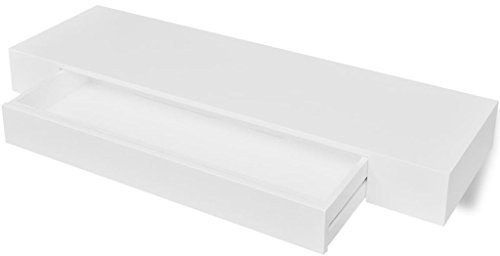yorten Wandregal Schweberegale mit 1 Schublade Wandboard Kreatives Lounge Cube Regal Hängeregal 80 x 25 x 8 cm(B x T x H) Weiß