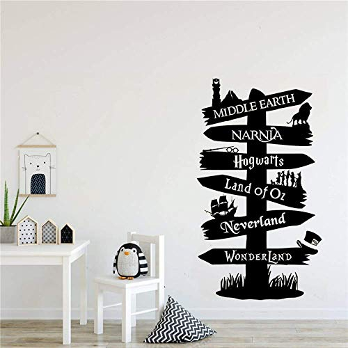 Verkehrsschild Kinder Wandtattoo Vinyl Aufkleber Märchenbuch Wegweiser Fandom Herr Des Rings Narnia Peter Pan Typografie Türmalereien 42X74Cm