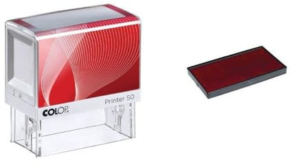 Stempelkissen, personalisierbar, 6 Zeilen COLOP Printer 50, 69 x 30 mm, für Adresse und soziale Zwecke rot