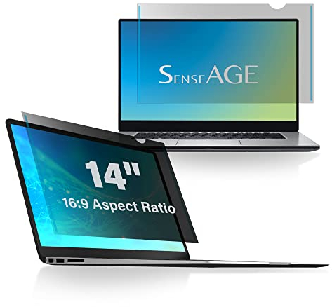 SenseAGE Laptop Sichtschutzfolie 14 Zoll 16:9 Privacy Screen Filter Abnehmbar, Laptop Blickschutzfilter Kompatibel mit HP/Lenovo/ASUS/Dell/Acer Notebook, Blendschutz Anti-Spy Blickschutzfolie 14