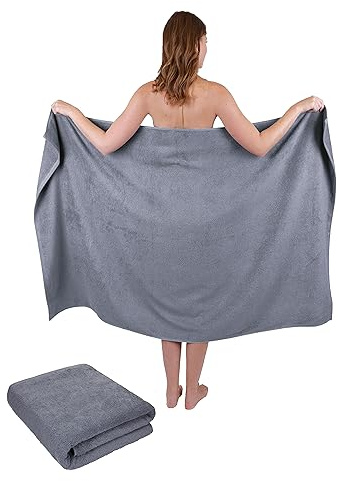 Betz 2 Stück Badetuch groß XXL Größe 100 x 160 cm Badetücher Saunatuch Set Dresden 100% Baumwolle Farbe anthrazit
